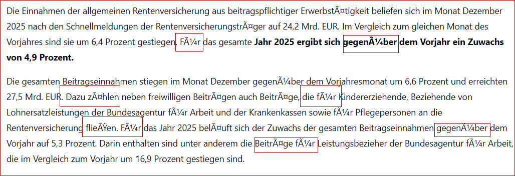 Beispiel UTF 8 Fehler